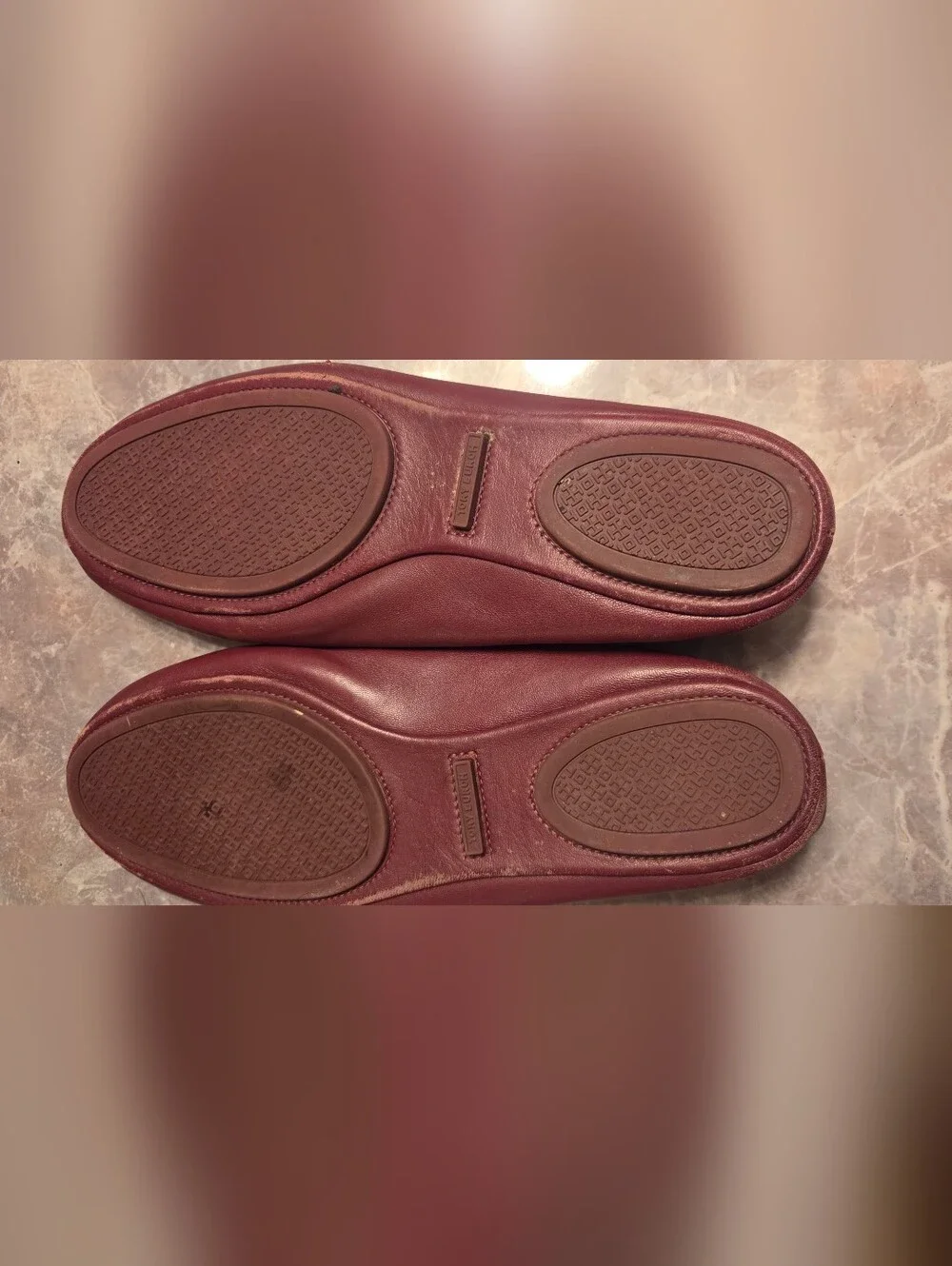 Tory Burch Maroon Leather Logo Ballet Flats